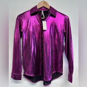 Anthropologie Shine Dark Pink Night out shirt XS